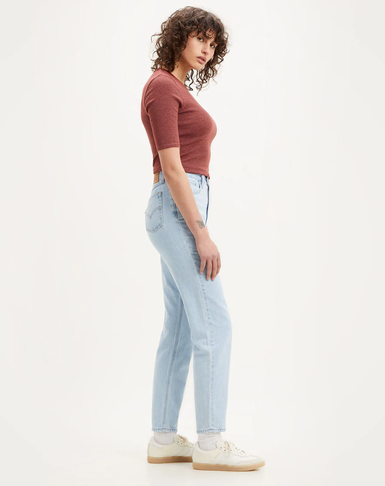 Jean 80'S Mom taille haute bleu clair