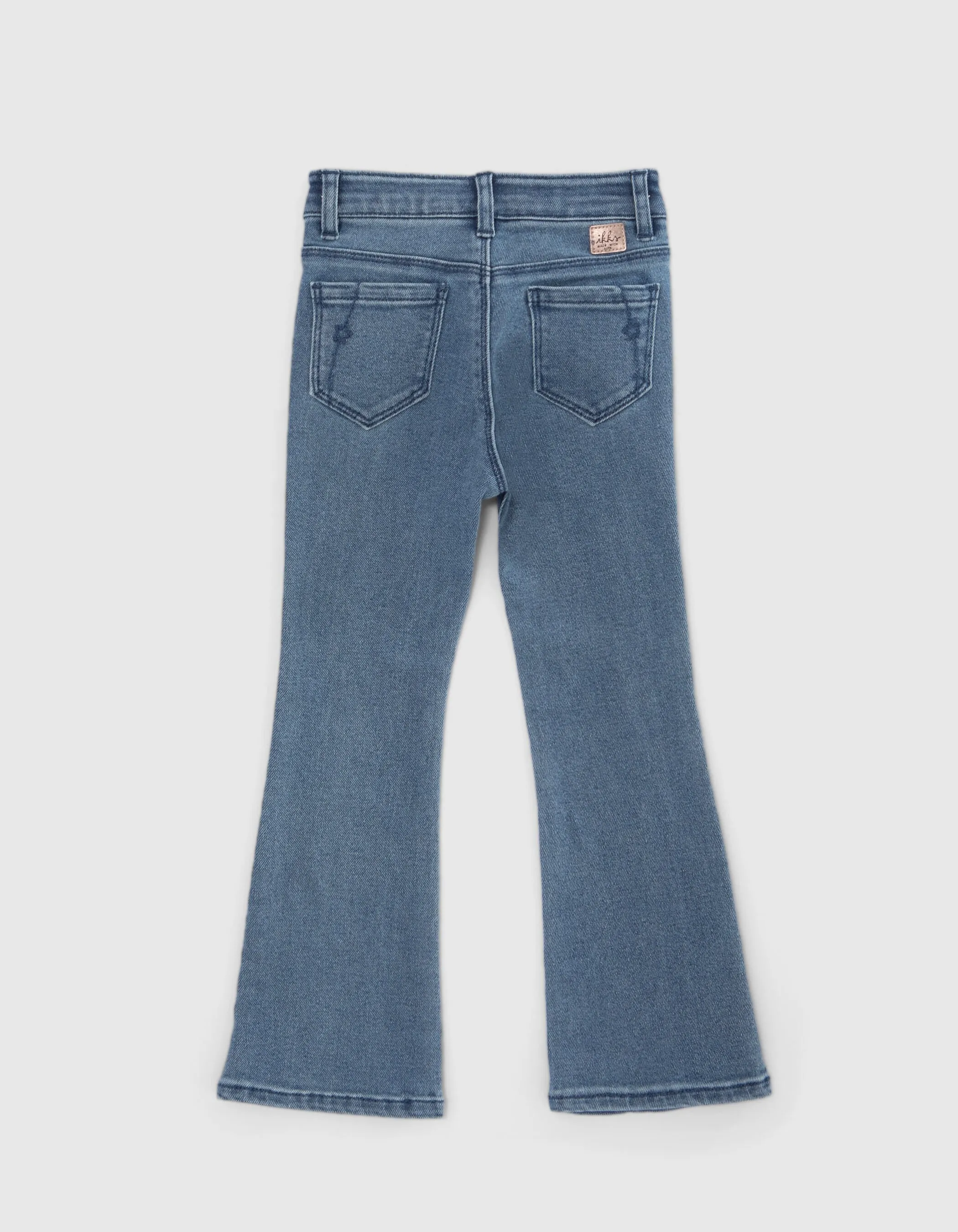 Jean FLARE bleu waterless poches plaquées fille