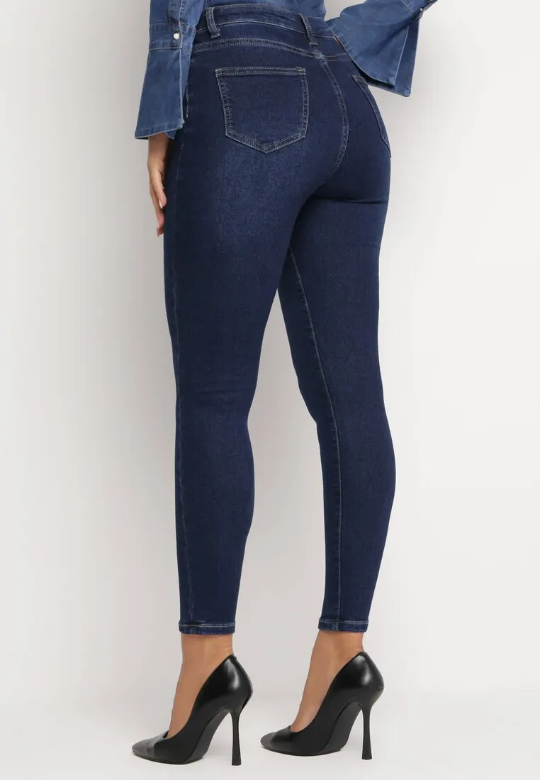 Jean skinny bleu avec boutons