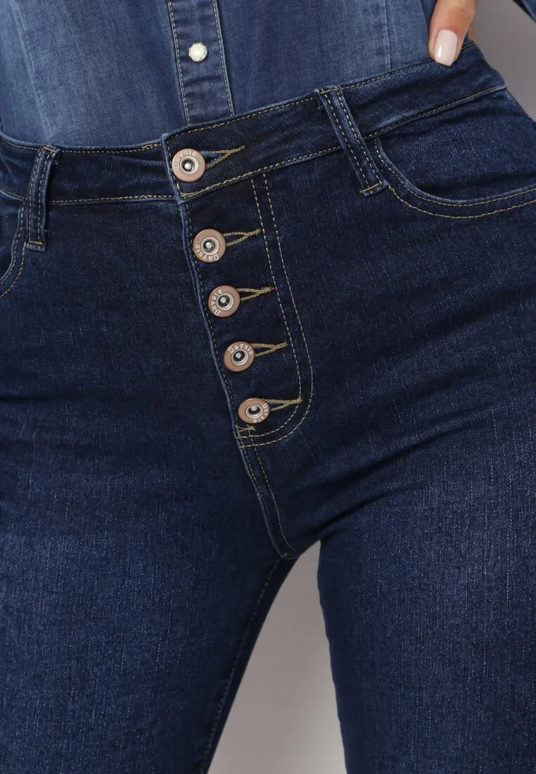 Jean skinny bleu avec boutons