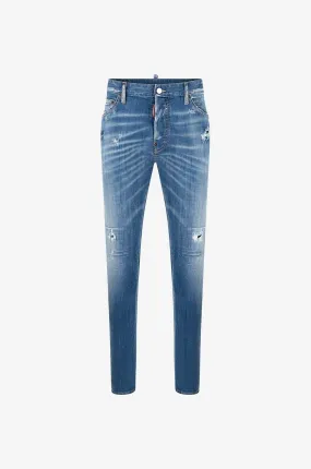 Jean slim déchiré brodé Cool Guy Medium Wash