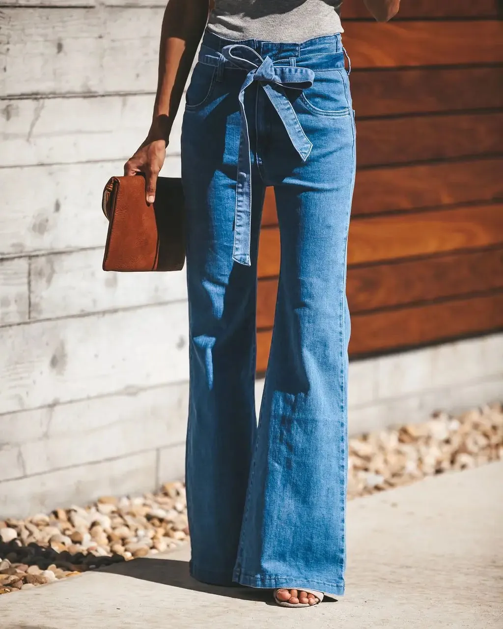 Jean évasé Taille Haute pour Femmes