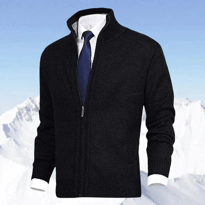 John - Elegant Cardigan Zippé Pour Homme Avec Col et Poches