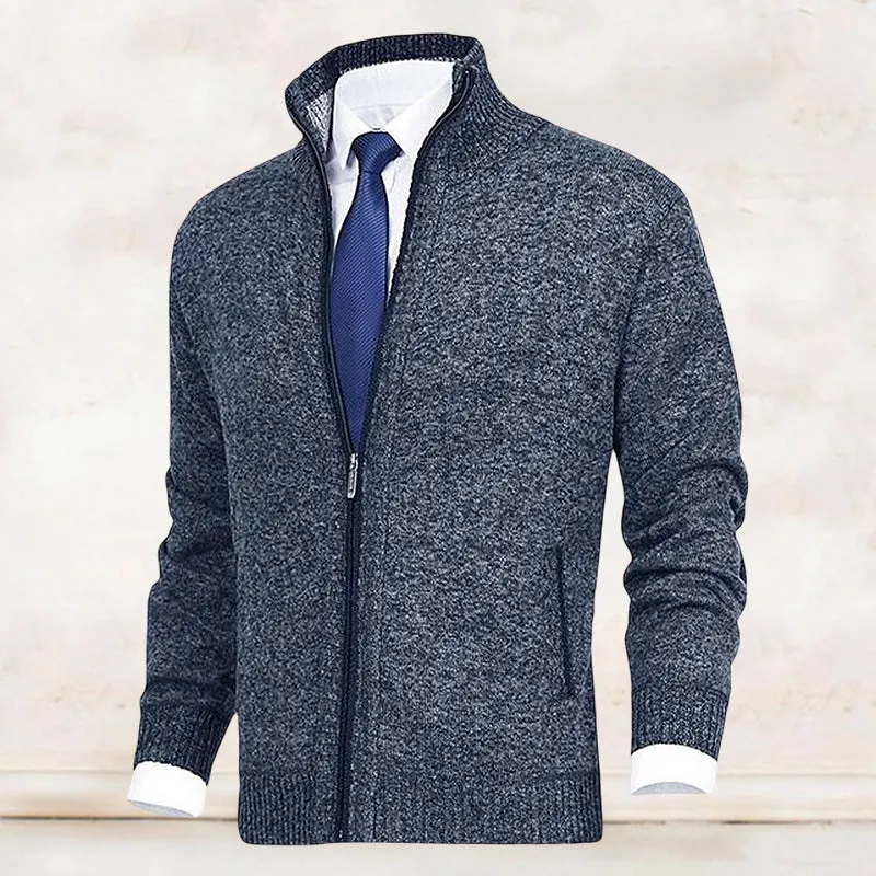 John - Elegant Cardigan Zippé Pour Homme Avec Col et Poches