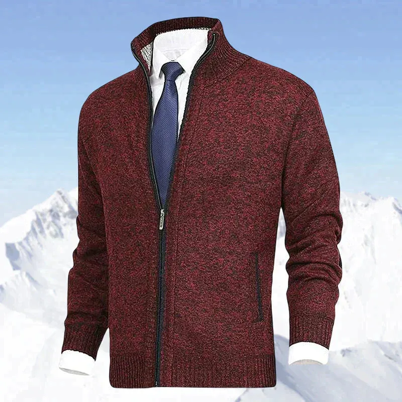 John - Elegant Cardigan Zippé Pour Homme Avec Col et Poches