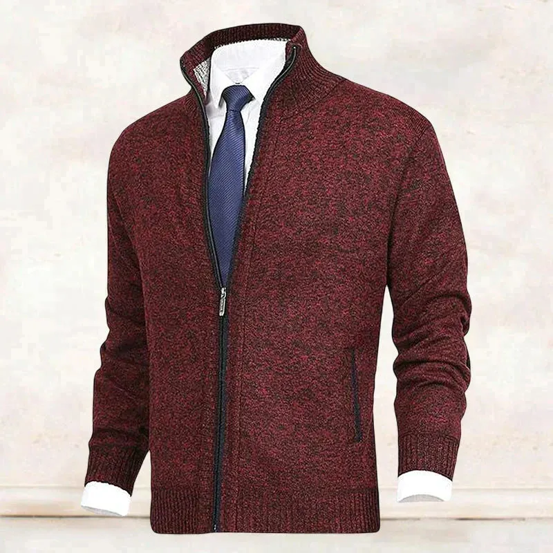 John - Elegant Cardigan Zippé Pour Homme Avec Col et Poches