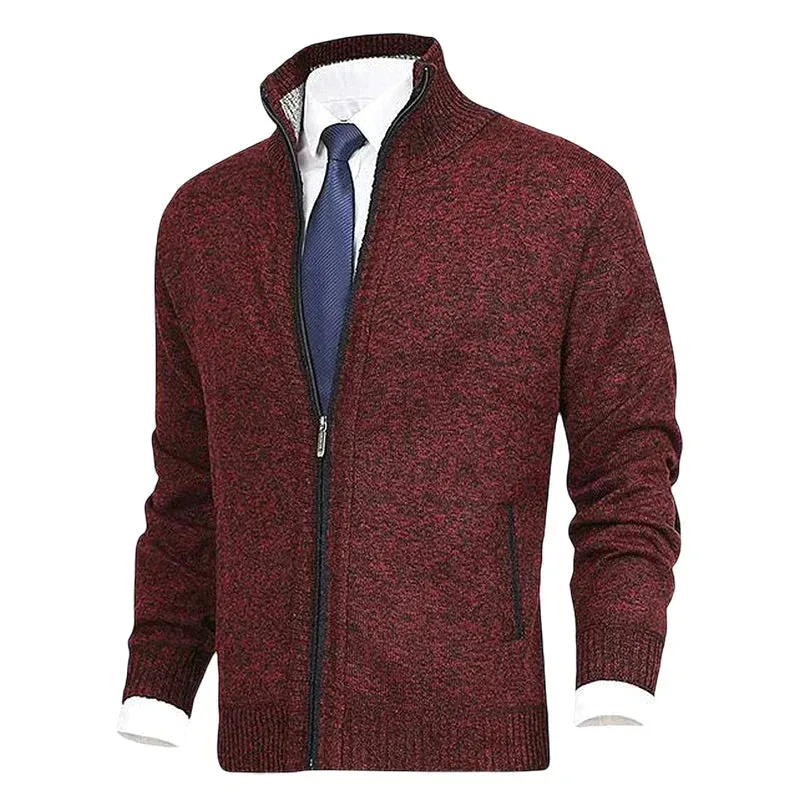 John - Elegant Cardigan Zippé Pour Homme Avec Col et Poches