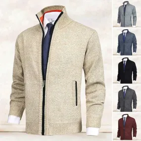 John - Elegant Cardigan Zippé Pour Homme Avec Col et Poches