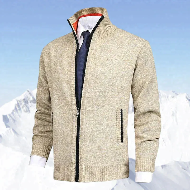 John - Elegant Cardigan Zippé Pour Homme Avec Col et Poches