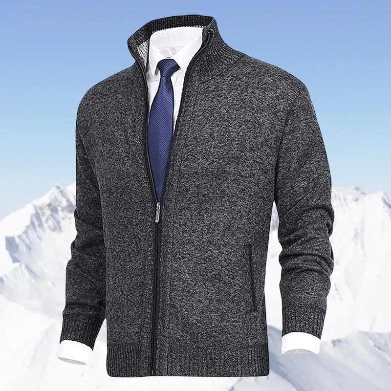 John - Elegant Cardigan Zippé Pour Homme Avec Col et Poches