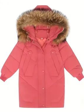 Julia - Parka en polyester décontractée avec capuche amovible pour filles