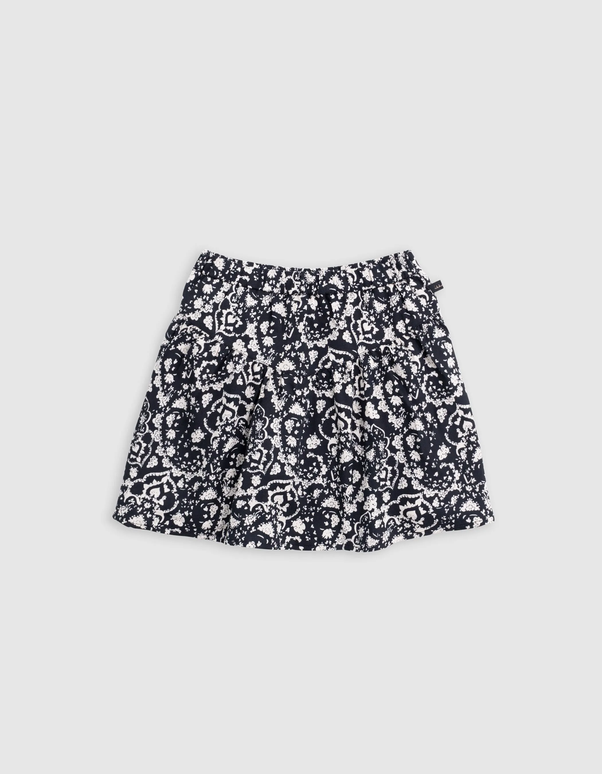 Jupe courte noire imprimé floral rock fille