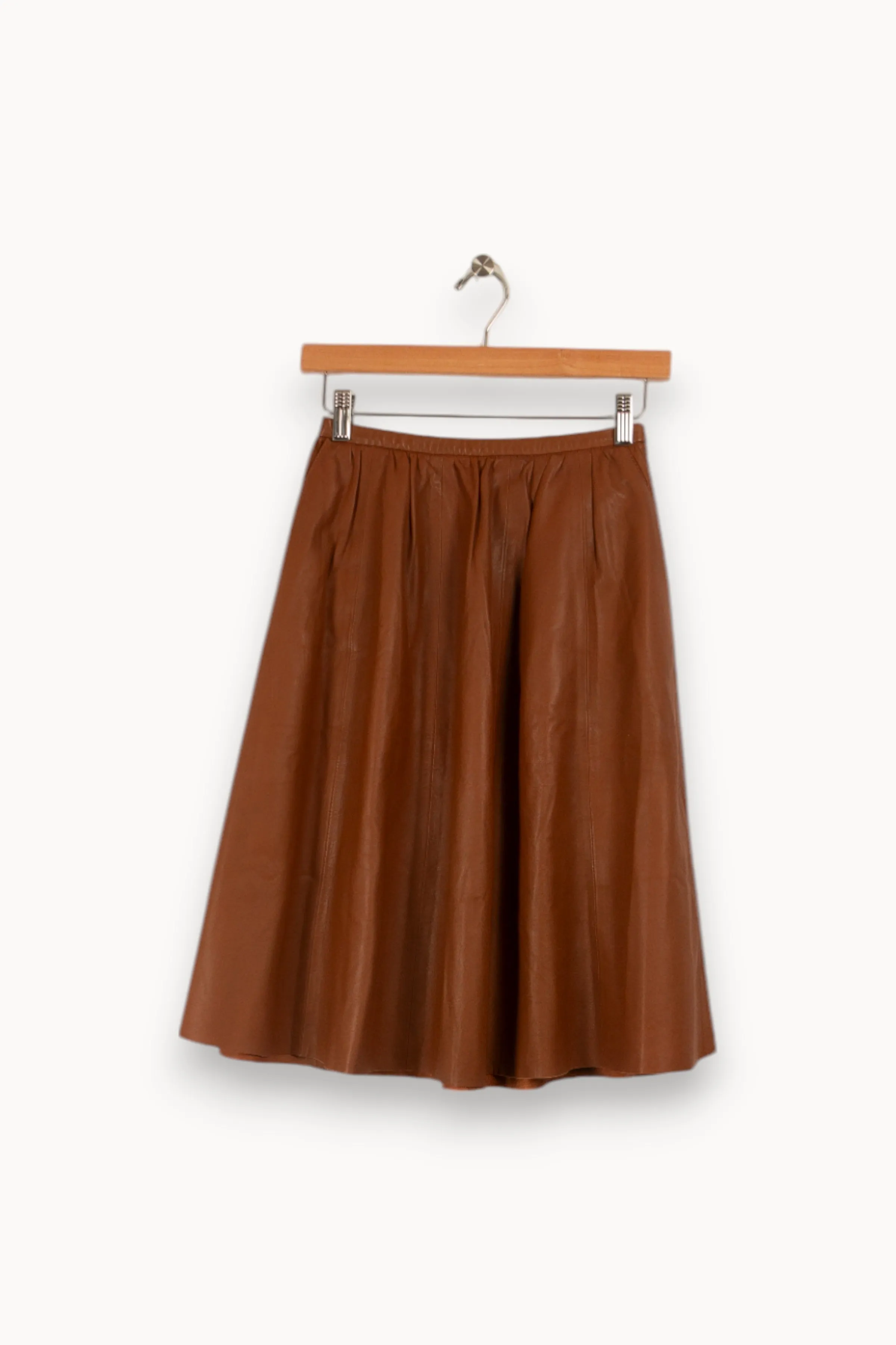 Jupe en cuir marron - Taille XS/34