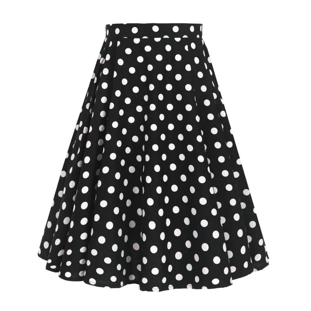 Jupe Vintage  Noir Pois Blancs