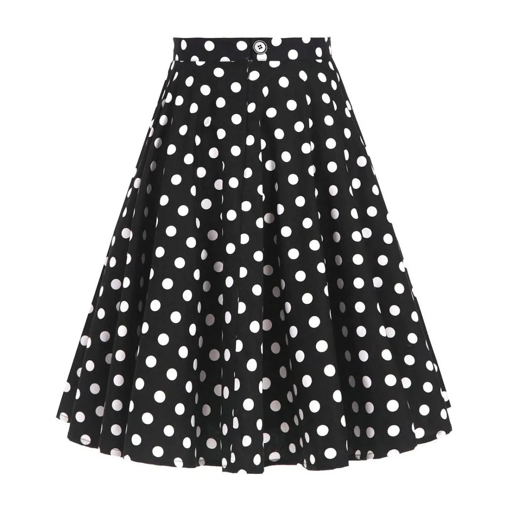 Jupe Vintage  Noir Pois Blancs