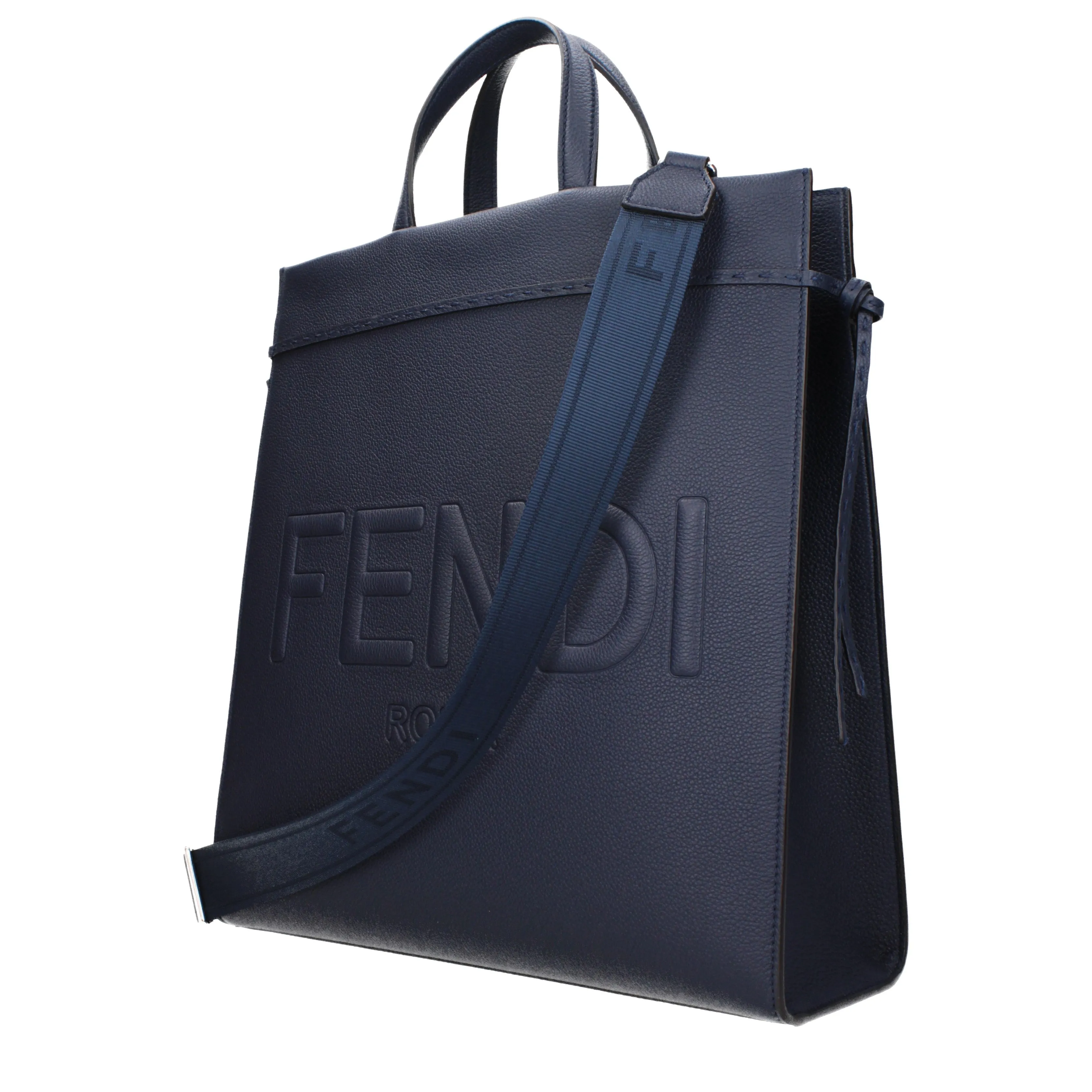 Les sacs à main Fendi vont à l'homme en cuir bleu / bleu foncé