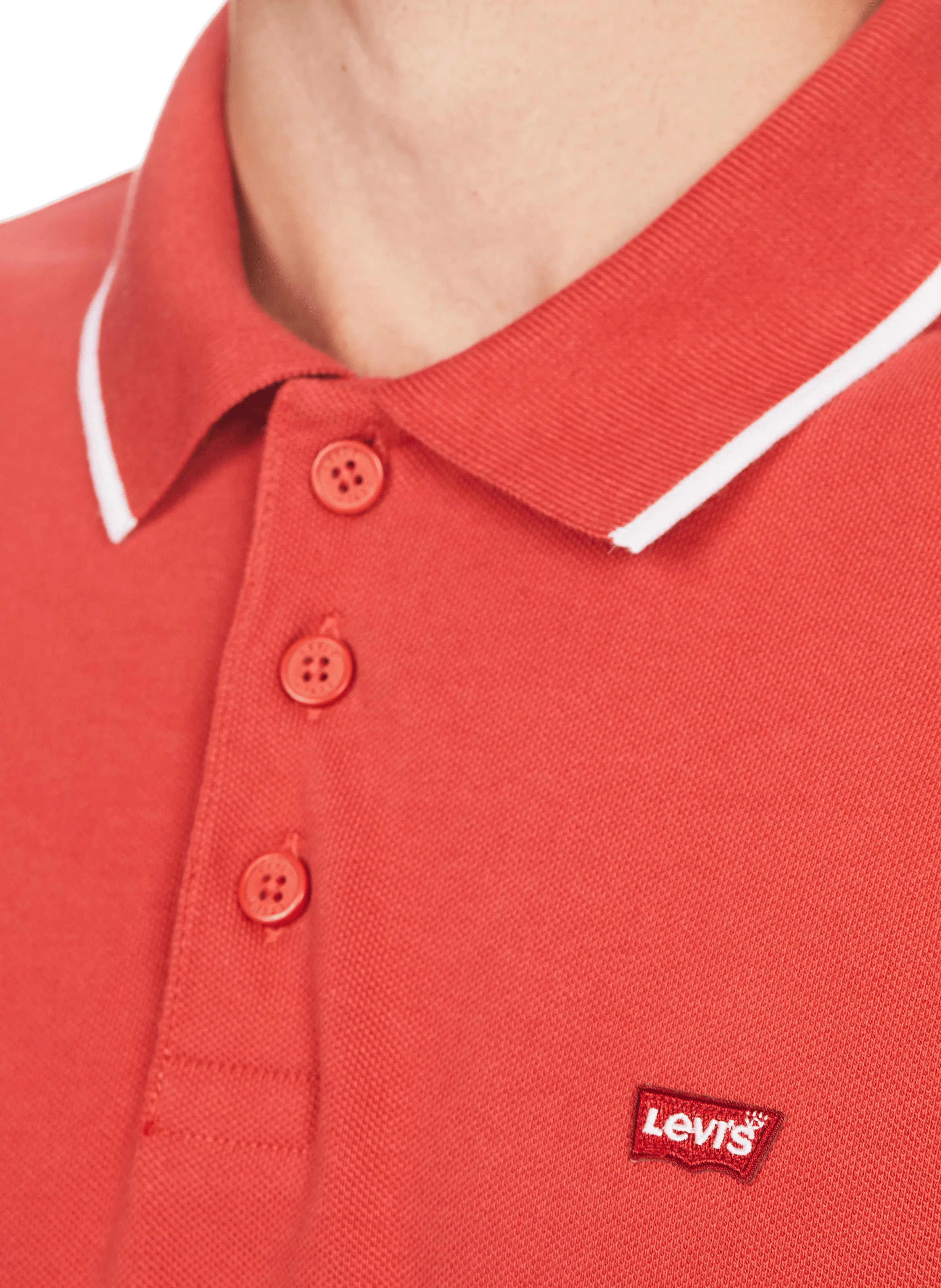 LEVI'S  Polo uni piqué en coton - Rouge