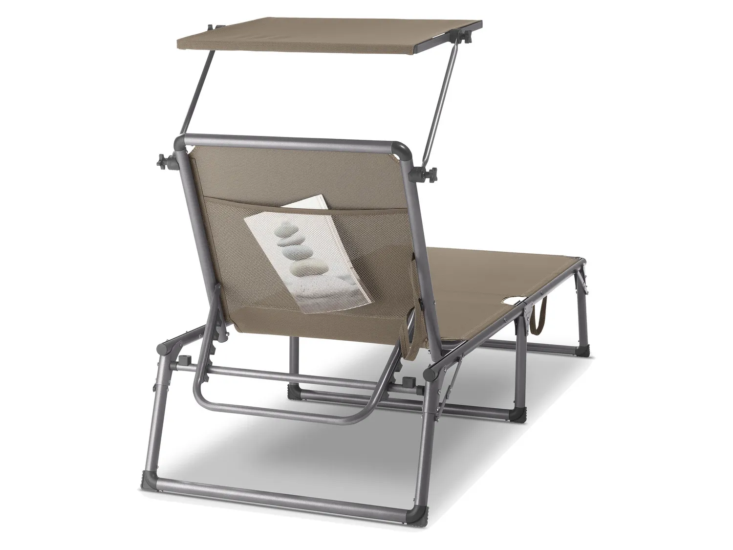 LIVARNO home Bain de soleil Houston en aluminium avec pare-soleil, taupe