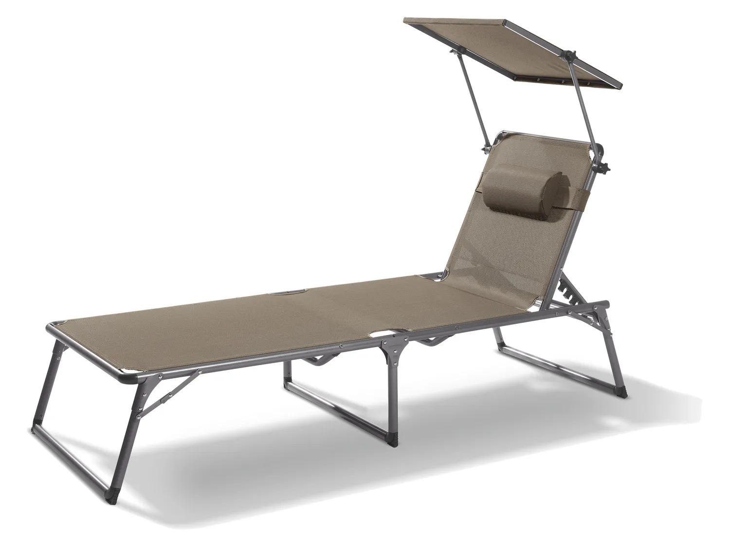 LIVARNO home Bain de soleil Houston en aluminium avec pare-soleil, taupe