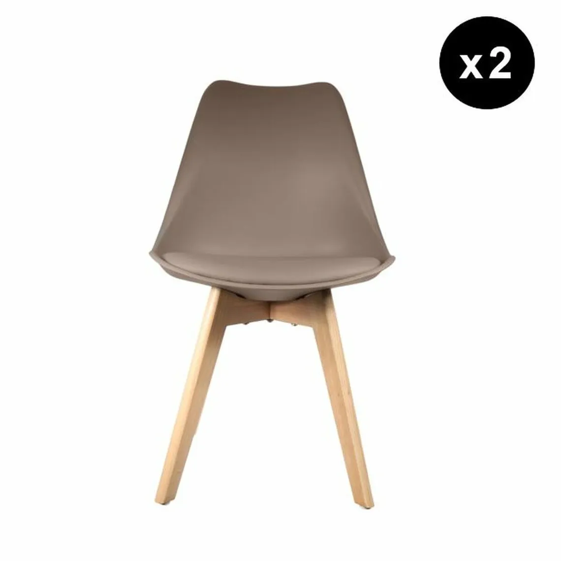 Lot de 2 chaises scandinaves coque rembourée - taupe | 3 Suisses