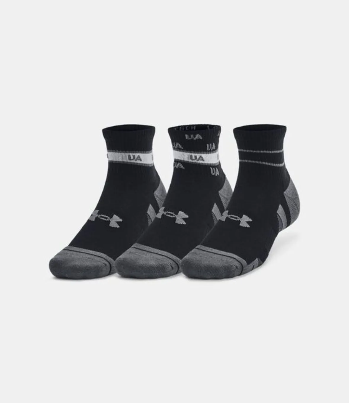 Lot de 3 paires de chaussettes UA Performance Tech Quarter Bande- Noir - Under Armour