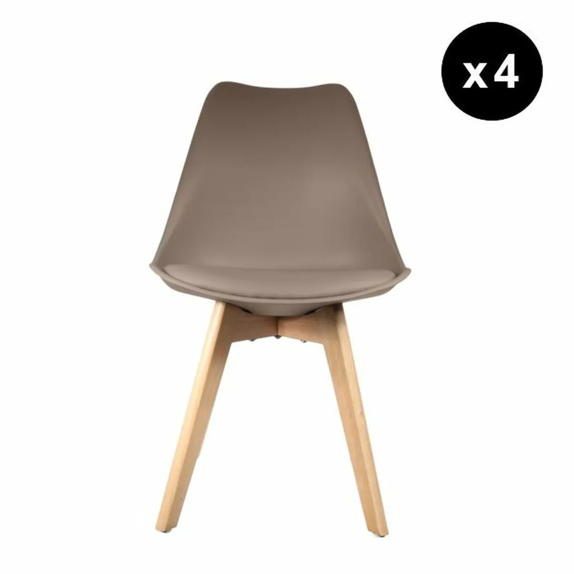 Lot de 4 chaises scandinaves coque rembourée - taupe | 3 Suisses