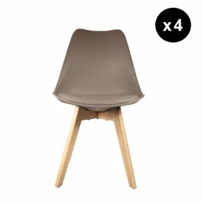 Lot de 4 chaises scandinaves coque rembourée - taupe | 3 Suisses