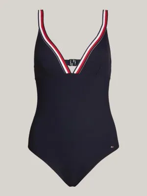 Maillot de bain Global Stripe plongeant | Bleu | Tommy Hilfiger