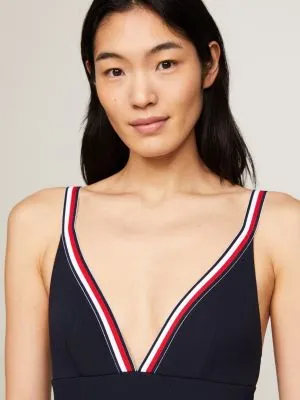 Maillot de bain Global Stripe plongeant | Bleu | Tommy Hilfiger