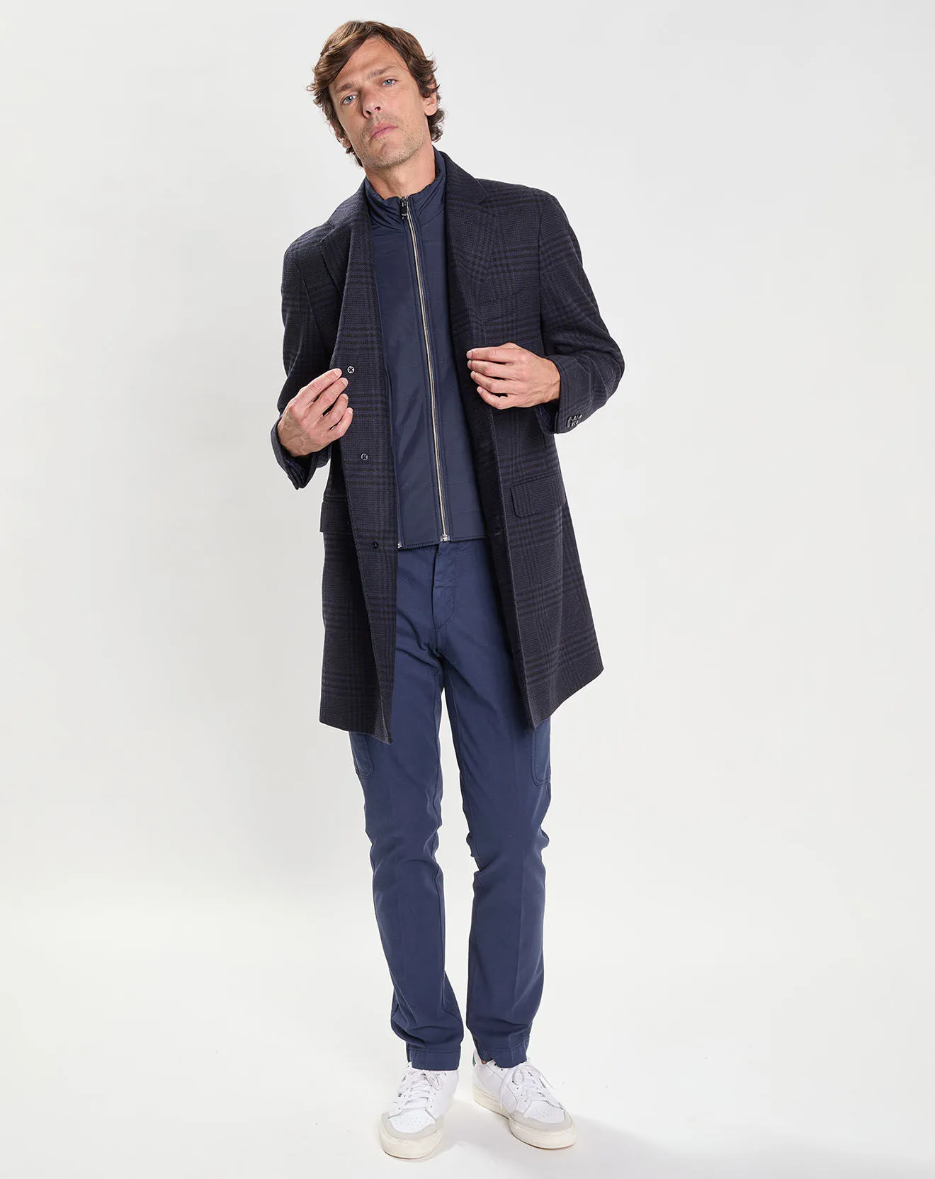 Manteau 100% Laine Membrane amovible imprimé Prince de Galles bleu