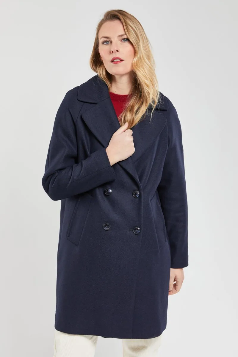 Manteau droit double boutonnage - laine