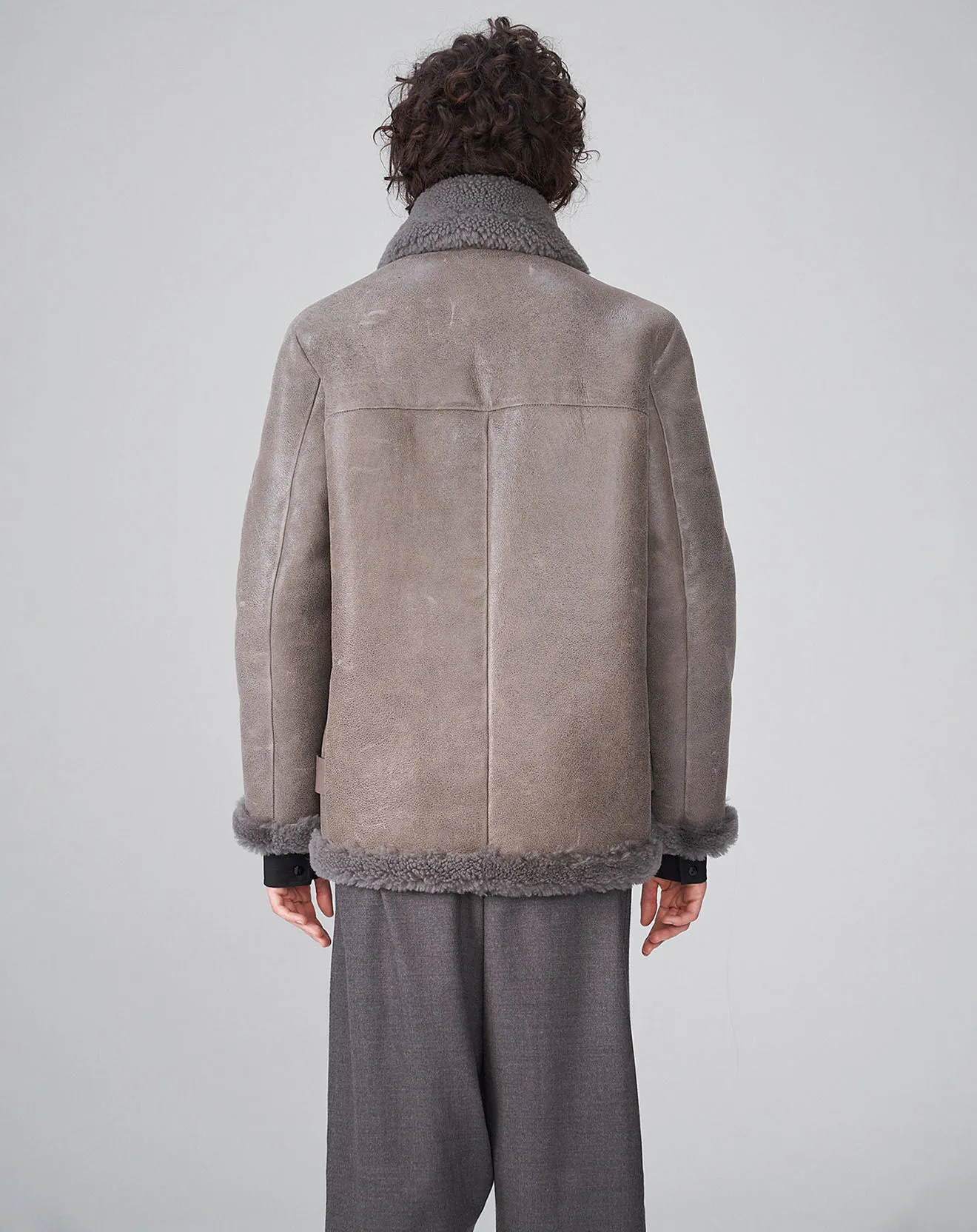 Manteau en Peau de mouton gris