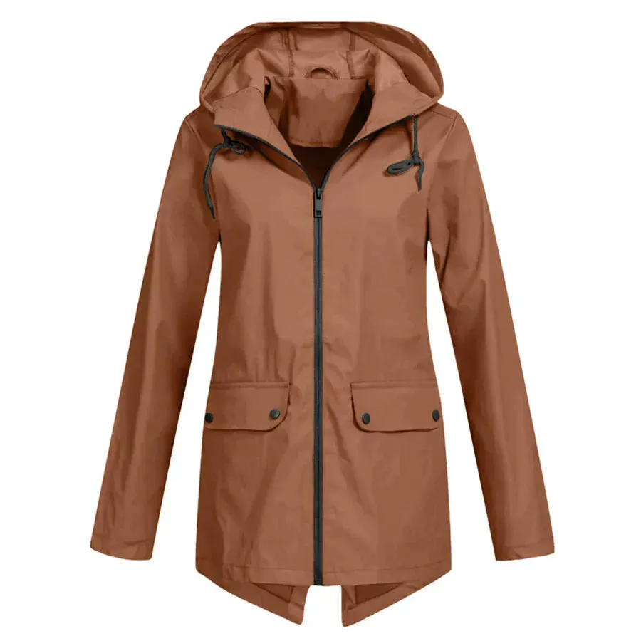 Manteau imperméable avec zip pour femmes