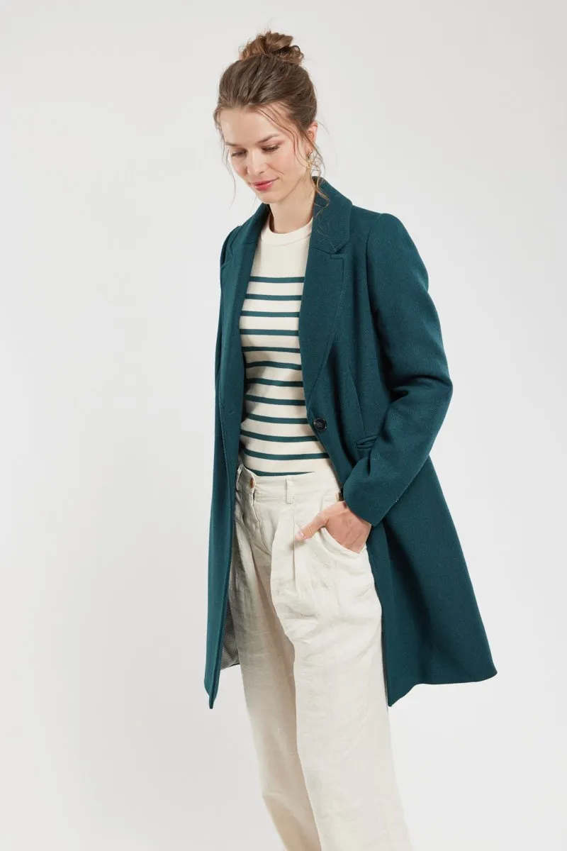 Manteau long doublure à carreaux - laine