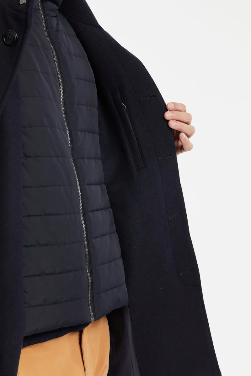 Manteau mi-long - drap de laine mélangée