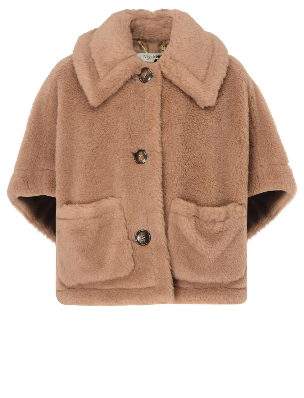 Max Mara Chapeau de forme ronde en tissu Teddy de couleur camel