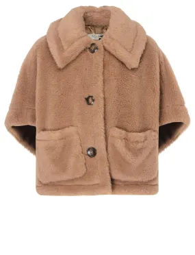 Max Mara Chapeau de forme ronde en tissu Teddy de couleur camel