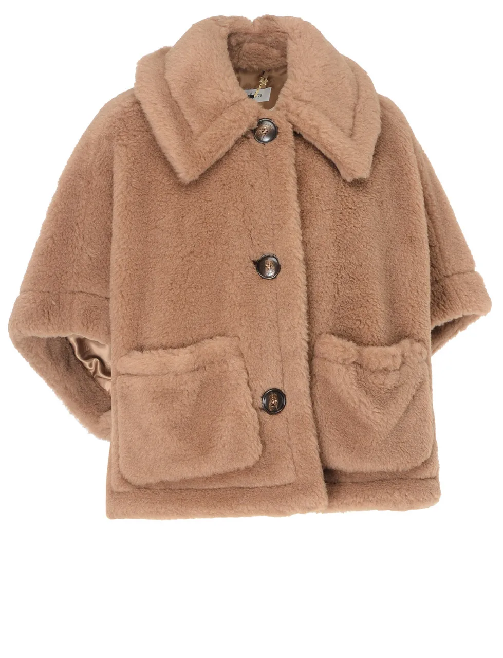 Max Mara Chapeau de forme ronde en tissu Teddy de couleur camel