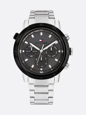 Montre de sport cadran gris et lunette noire | Noir | Tommy Hilfiger