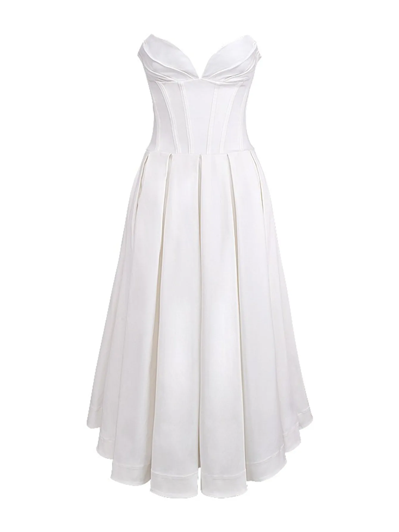 Odette | Robe midi sans bretelles et solide