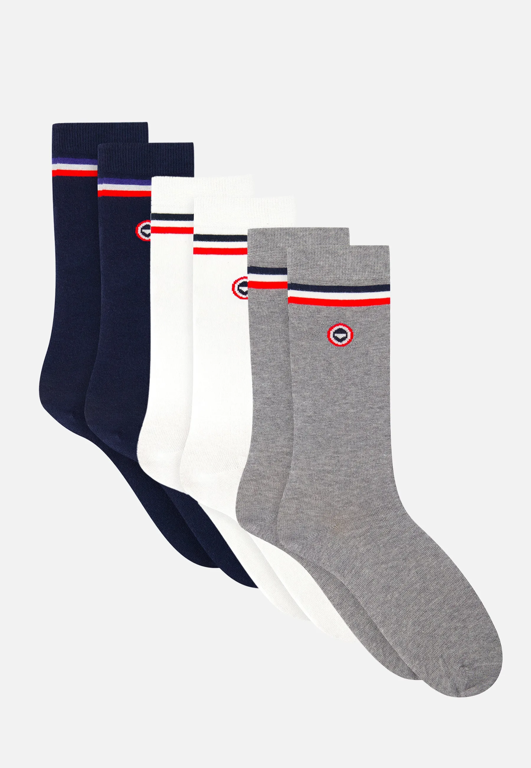 Pack Trio Chaussettes Lucas Drapeau Blanc Gris Chiné Marine