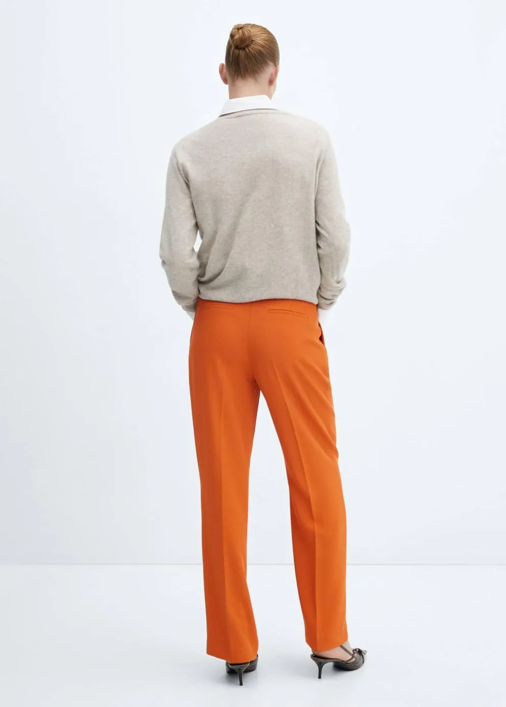 Pantalon | Femme MANGO Pantalon Droit Pinces Rouge-orangé