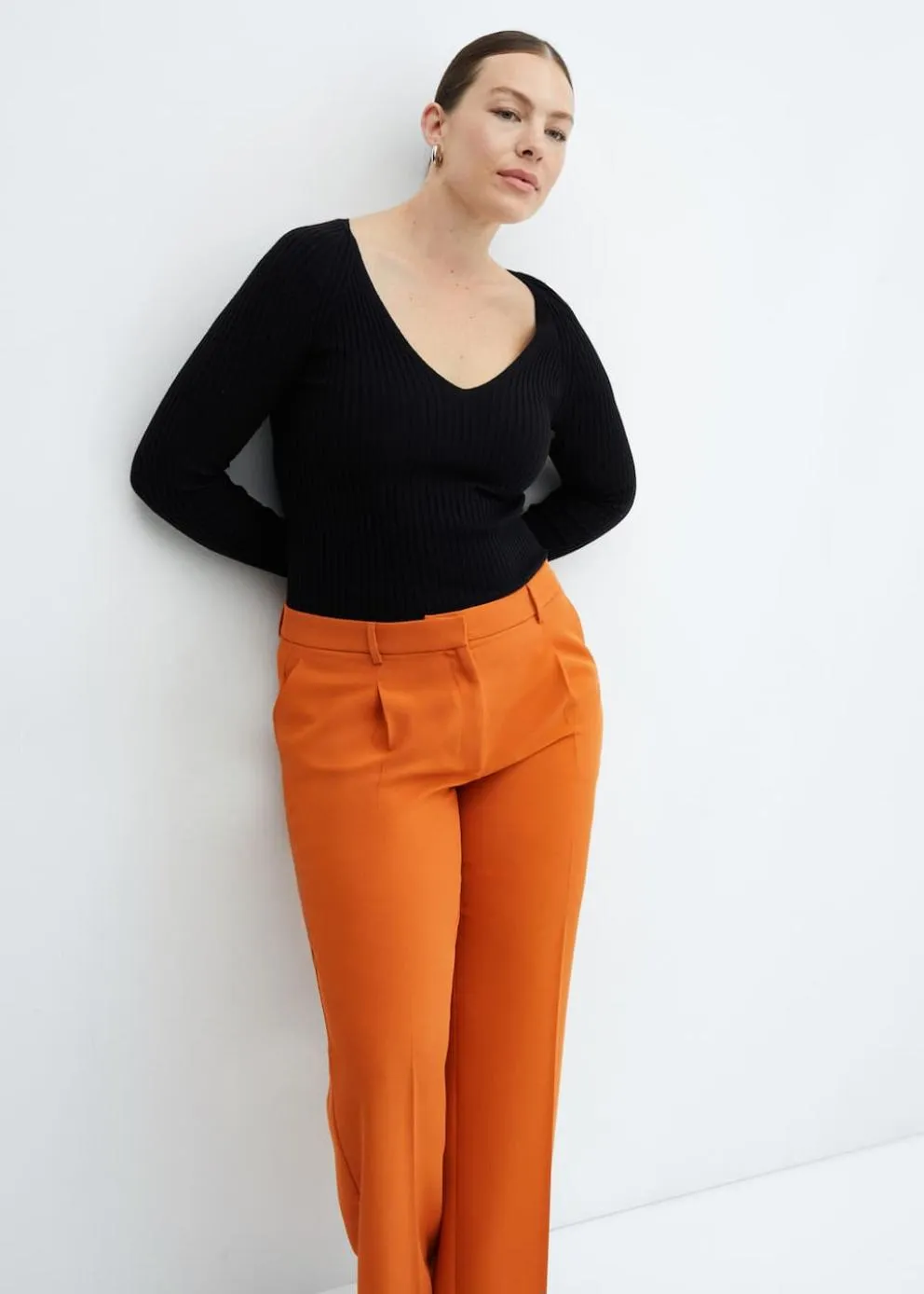 Pantalon | Femme MANGO Pantalon Droit Pinces Rouge-orangé