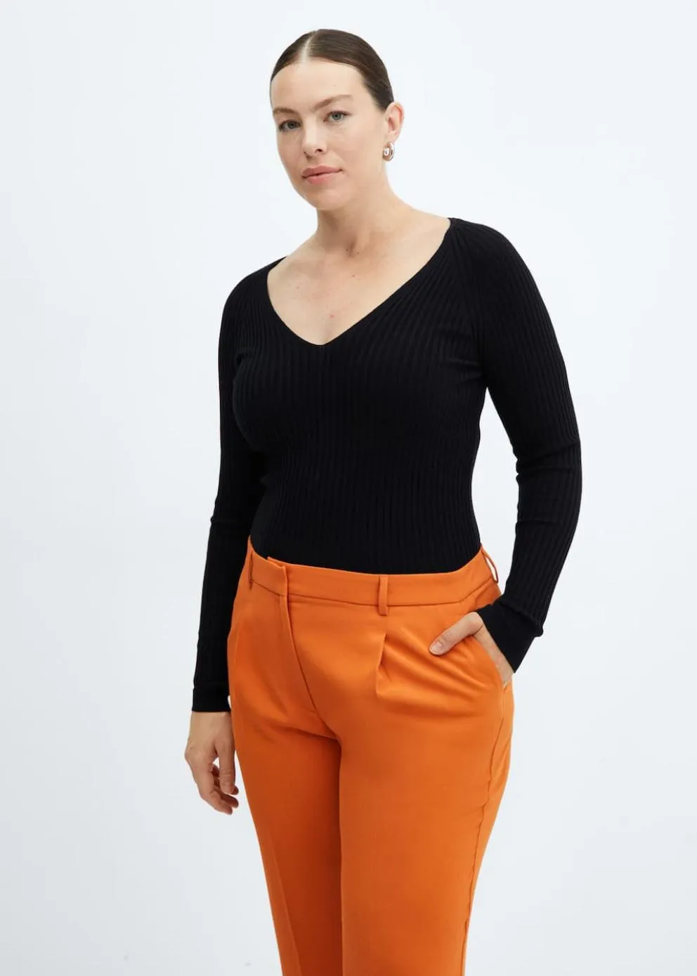 Pantalon | Femme MANGO Pantalon Droit Pinces Rouge-orangé