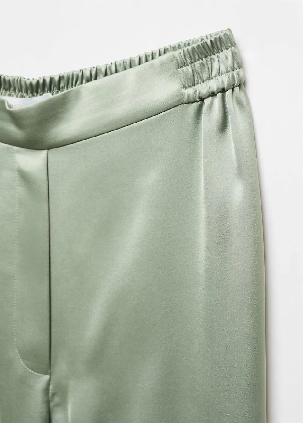 Pantalon | Femme MANGO Pantalon Satiné Taille élastique Vert Pastel