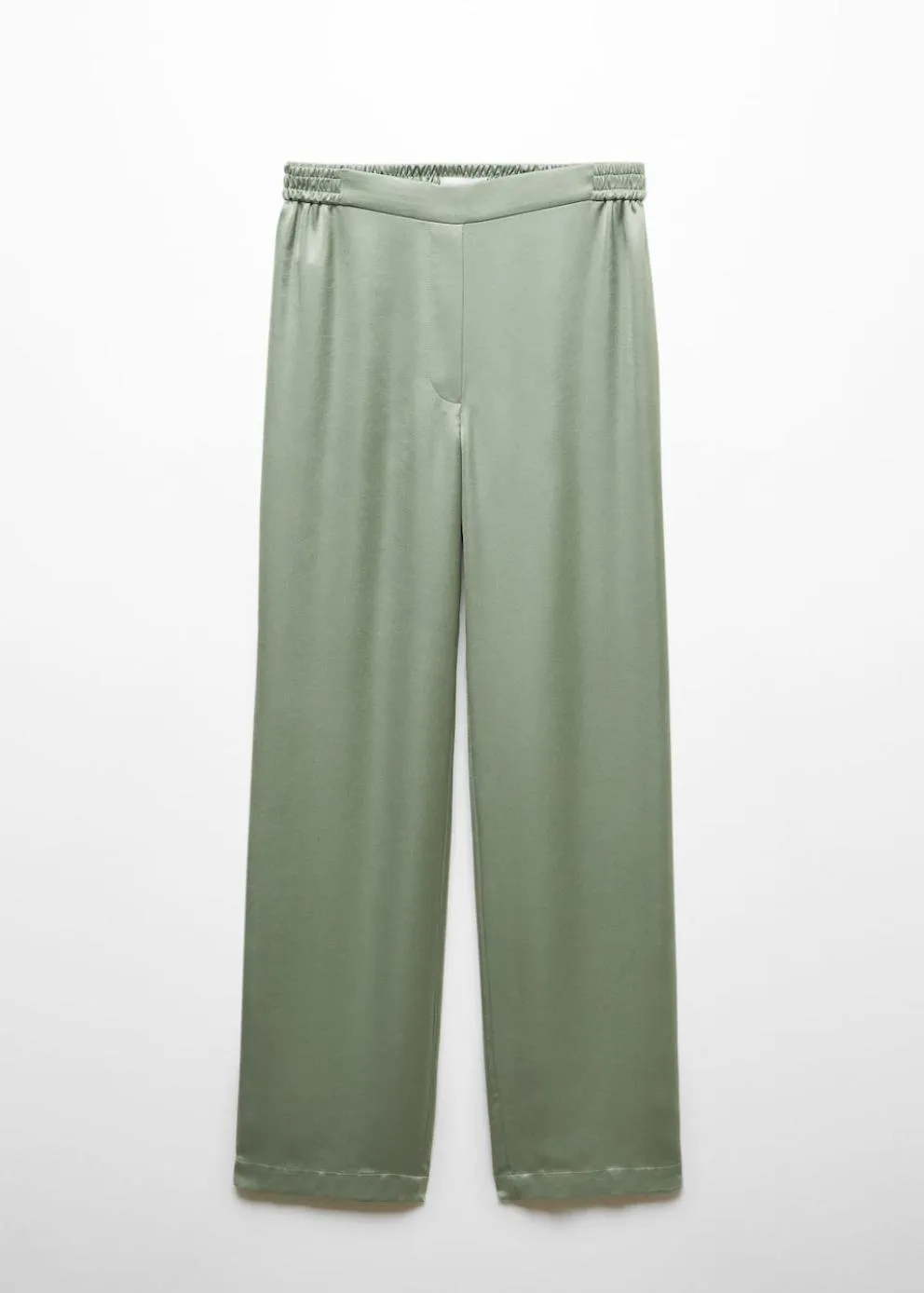 Pantalon | Femme MANGO Pantalon Satiné Taille élastique Vert Pastel