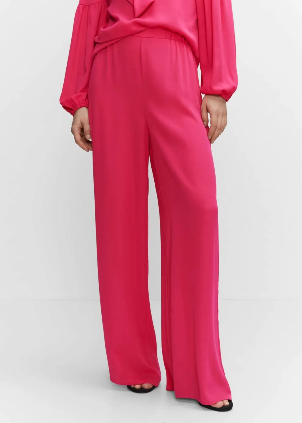 Pantalon | Femme MANGO Pantalon Wideleg Taille élastique Fuchsia