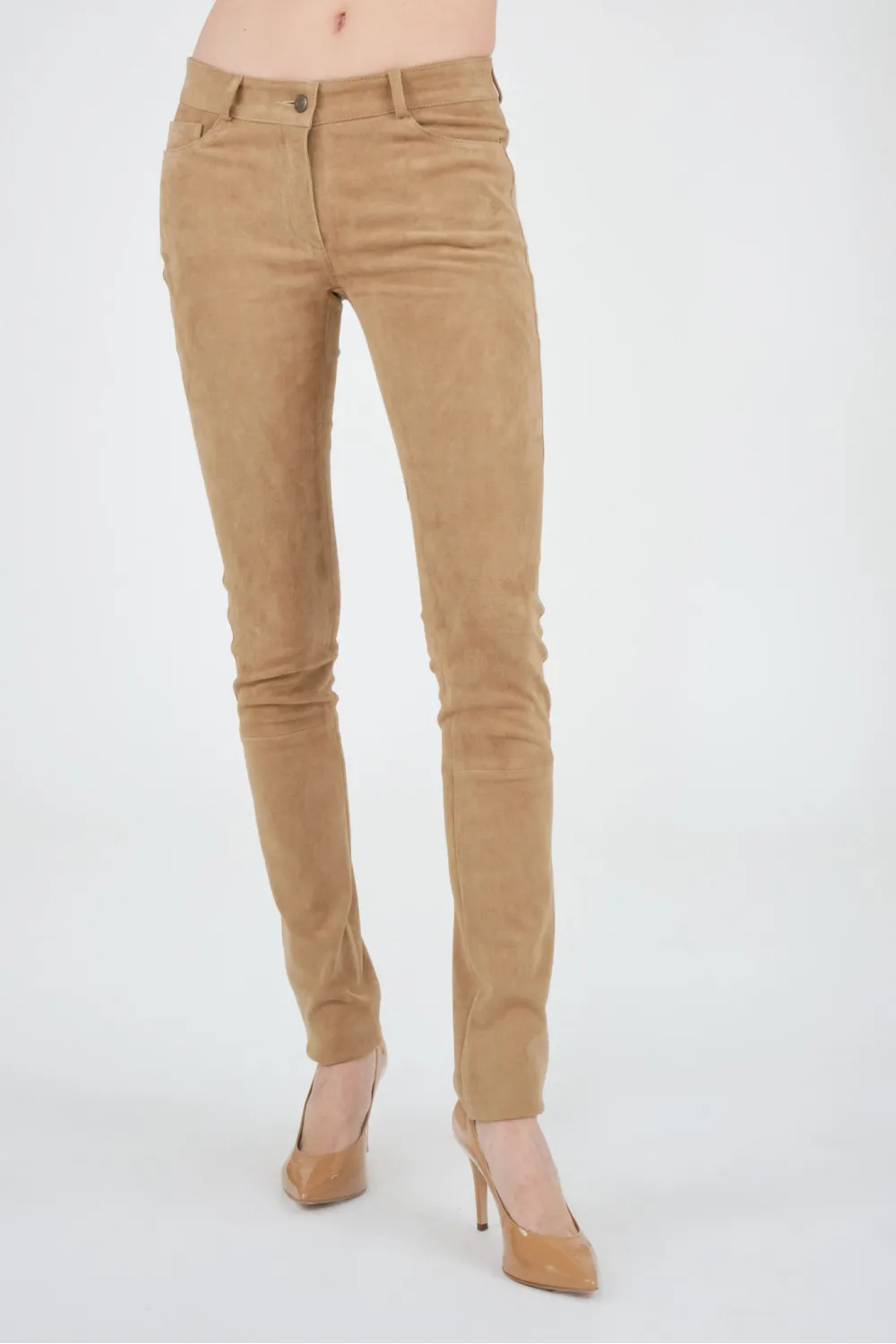 Pantalon daim stretch taupe, Ventcouvert - AGNES Daim Taupe | Cesare Nori