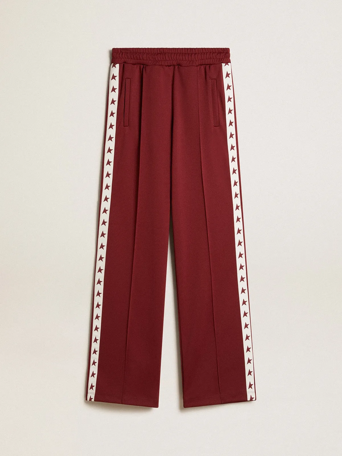 Pantalon de jogging bordeaux pour femme avec étoiles sur les côtés | Golden Goose