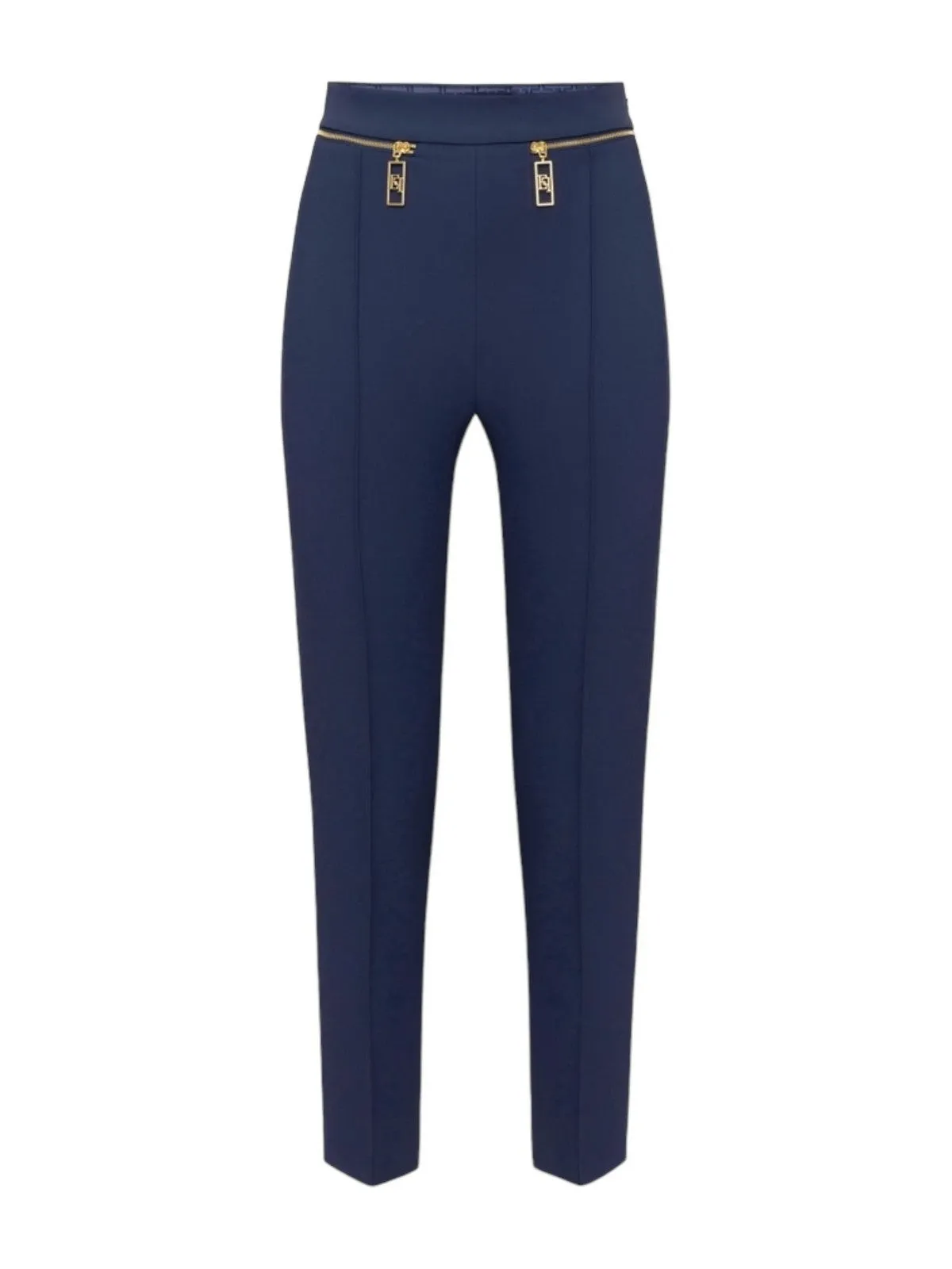 Pantalon droit en crêpe bleu femme Elisabetta Franchi - PA03646E2 B75